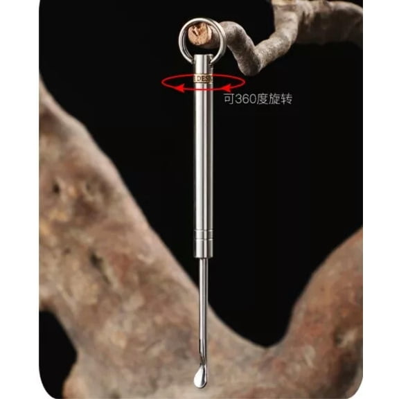 MATROOY Titanium Alloy +Brass Ear Pick W/Keyring Portable Ear Wax Remover 70*4MM EDC