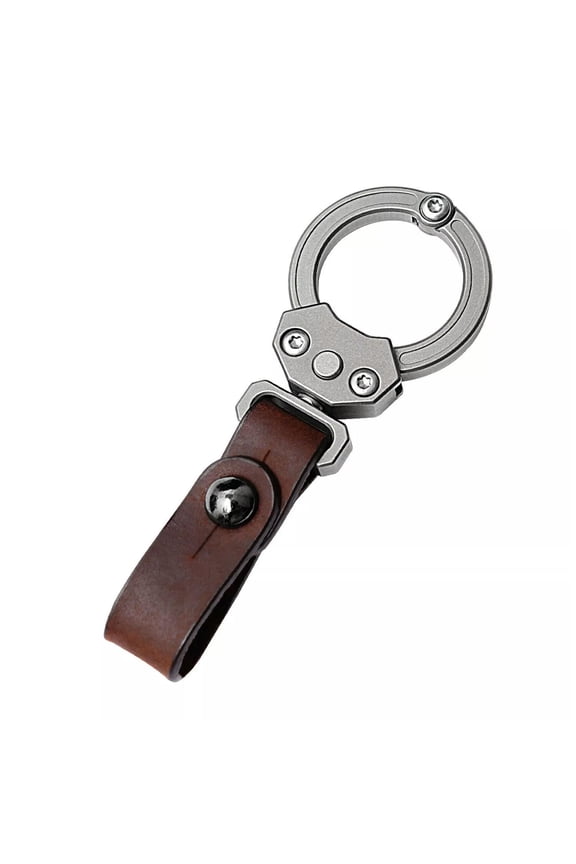 Titanium Alloy + Leather Portable Car Universal Keychain EDC Hanging Buckle Tool
