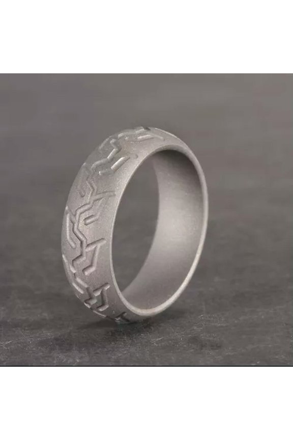 Titanium Alloy Round Ring Tire Tread Necklace Pendant Men's EDC Jewelry Decorate-Gray Inner Diameter 18mm
