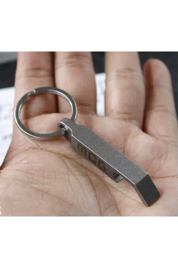 Titanium Alloy Tool EDC Stonewash Pry Bar Keychain Pendant w/Keyring