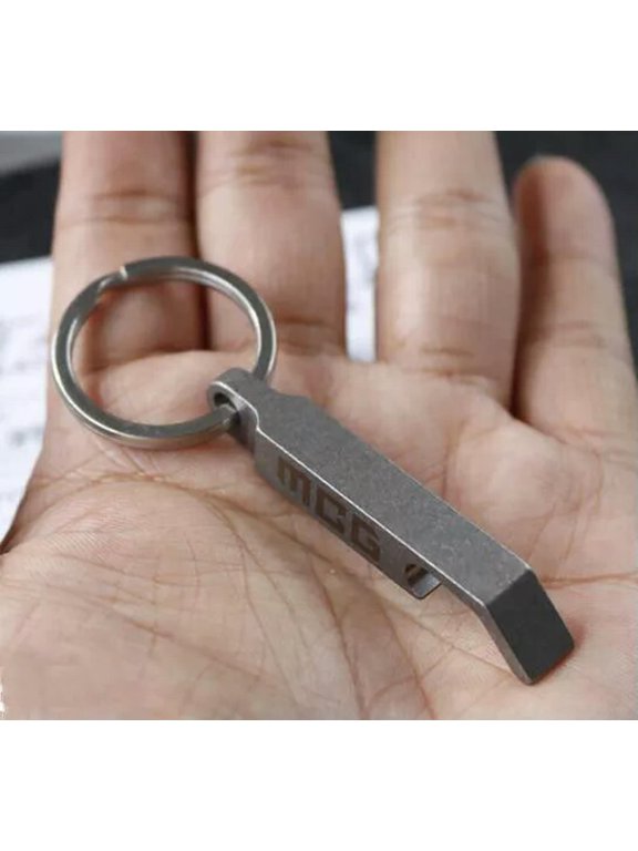 Titanium Alloy Tool EDC Stonewash Pry Bar Keychain Pendant w/Keyring
