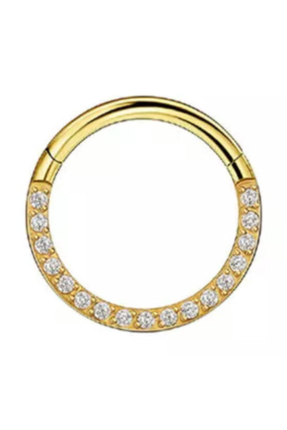 Titanium Crystal Septum Clicker Hinged Segment Hoop Ear Cartilage Nose Rings-golden-1.2x8mm