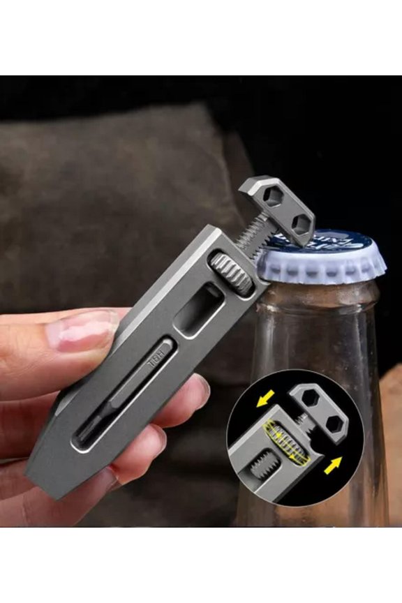 Titanium Mini EDC Multi Tools Adjustable Wrench Pocket Pry Bar Crowbar with Bits