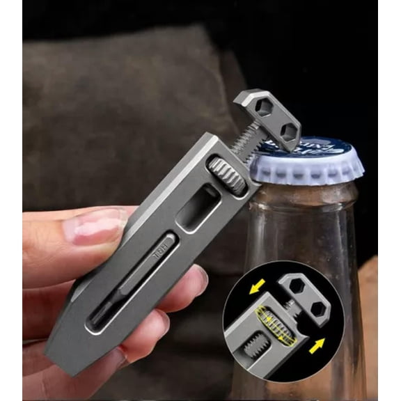 MATROOY Titanium Mini EDC Multi Tools Adjustable Wrench Pocket Pry Bar Crowbar with Bits