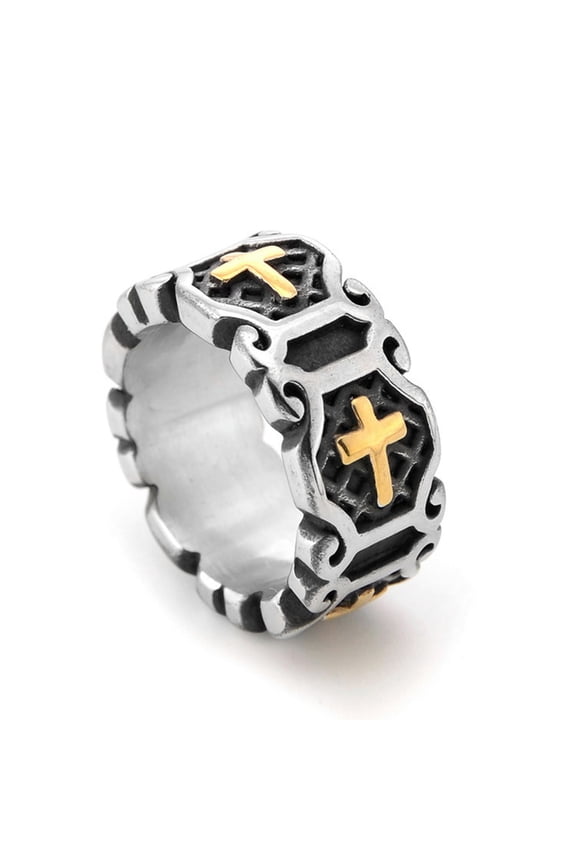 Titanium Steel Cross Ring Man Woman Hip Hop Jewelry Punk Street Accessories-A-9