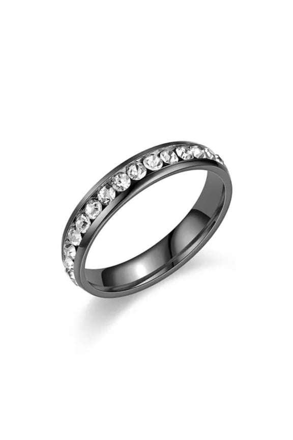 Titanium Steel Rhinestone Punk Ring Wedding Ring For Women And Men Jewelry -Black-5