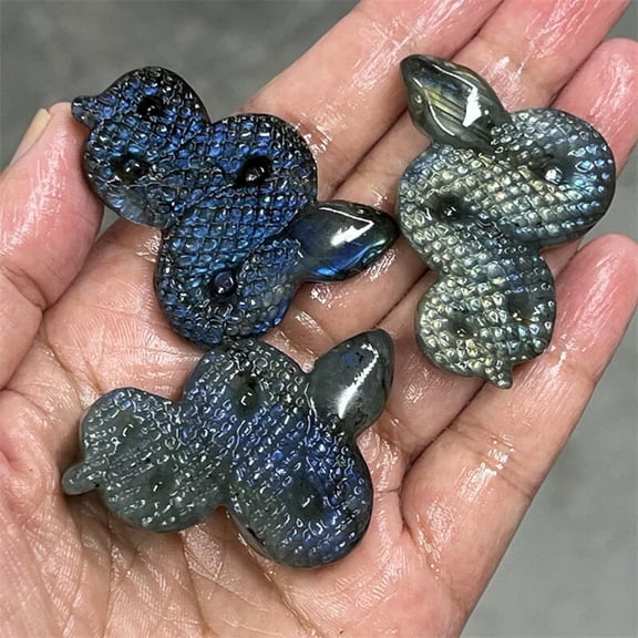 MATROOY Top Natural Labradorite Snake Skull Quartz Crystal Carved Skull Gift Healing 1pc