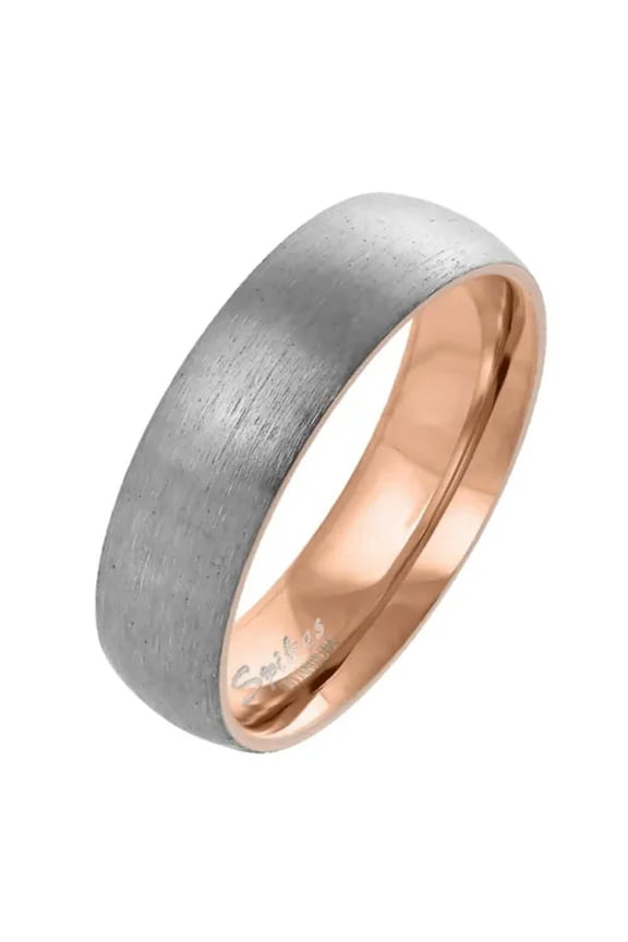 Traditional Titanium Ring Rose Gold Color PVD Plated Silver Wedding Band-9