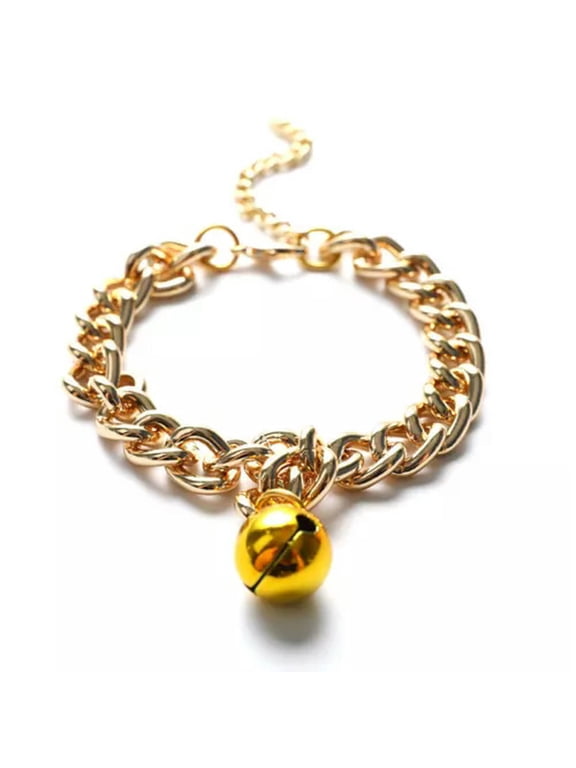 Training Dogs Collar Cat Pets Cuban Link Thick Chain Necklace Gold 6/8/10inc WY4-Gold-M