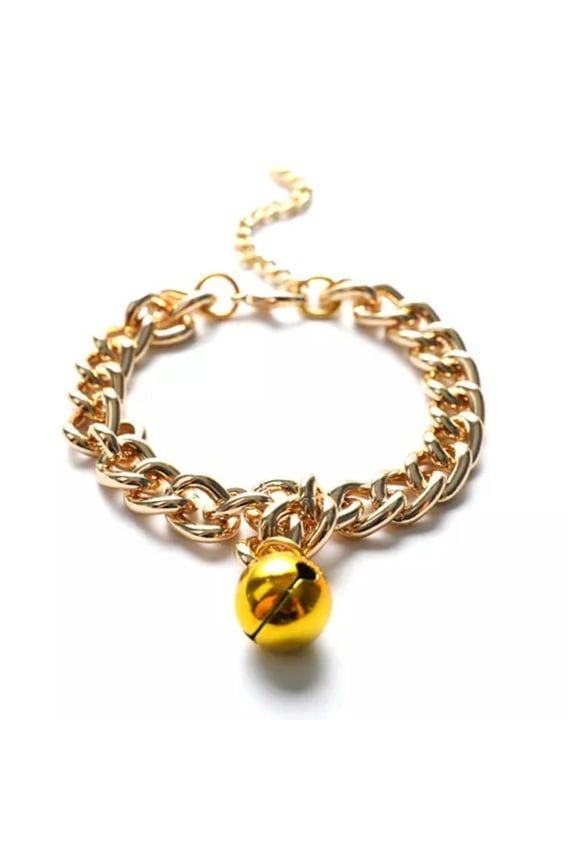 Training Dogs Collar Cat Pets Cuban Link Thick Chain Necklace Gold 6/8/10inc WY4-Gold-M