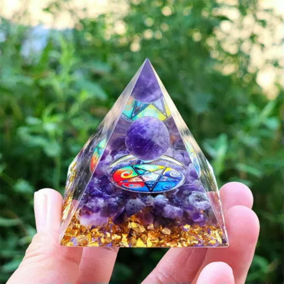 MATROOY Tree Life Space Crystal Quartz Sphere Orgonite Pyramid Chakra Energy Orgone-#1 Amethyst