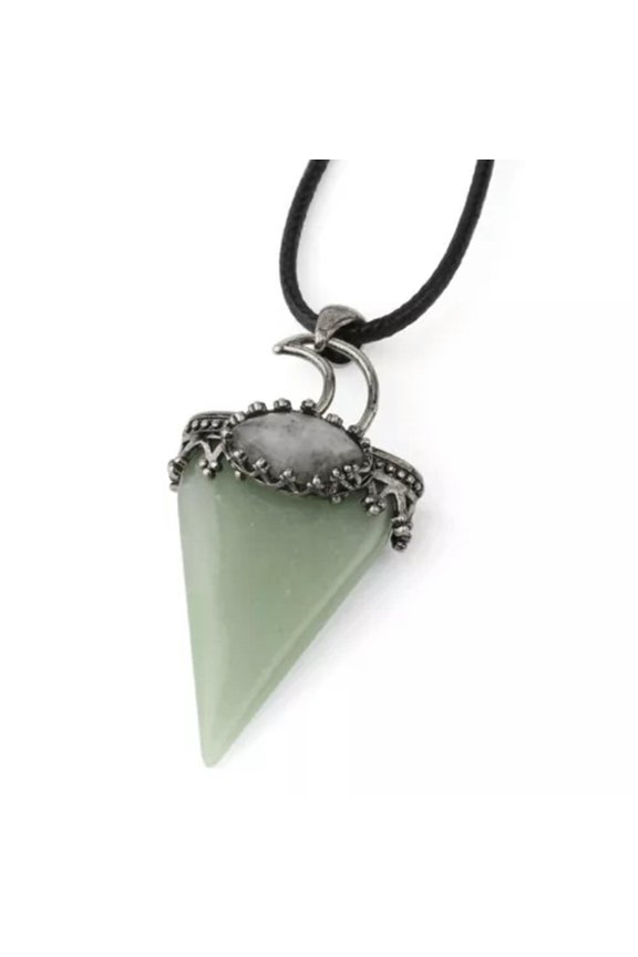 Triangle Rock Quartz Rose Quartz Stone Moon Pendant Energy Reiki Healing Amulet-Aventurine