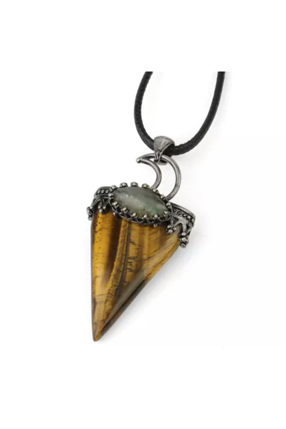 Triangle Rock Quartz Rose Quartz Stone Moon Pendant Energy Reiki Healing Amulet-Tiger's Eye