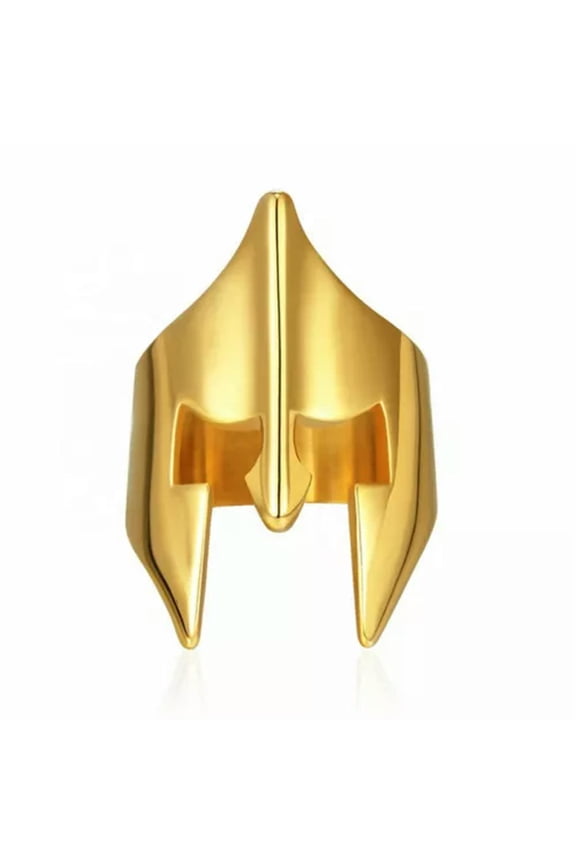 Trojan Helmet Ring Mens Gold PVD Plate Stainless Steel 300 Spartan Warrior Band-14