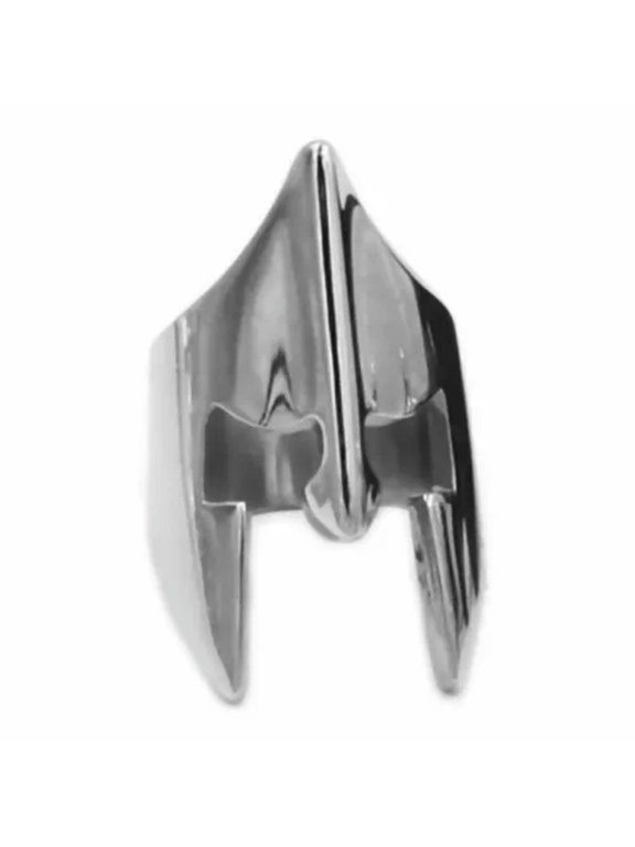 Trojan Helmet Ring Mens Stainless Steel 300 Spartan Warrior Band Sizes 7-15-9-Steel/Silver