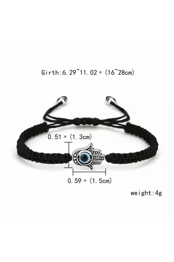 Turkish BLUE Evil Eye Beads Bracelet Protection Good Luck Bangle Womens Jewelry-Black Palm