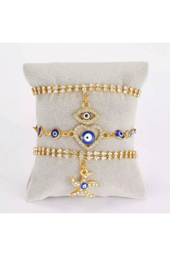 Turkish Evil Eye Womens Luxury Cubic Zircon Charm Trendy Bracelet
