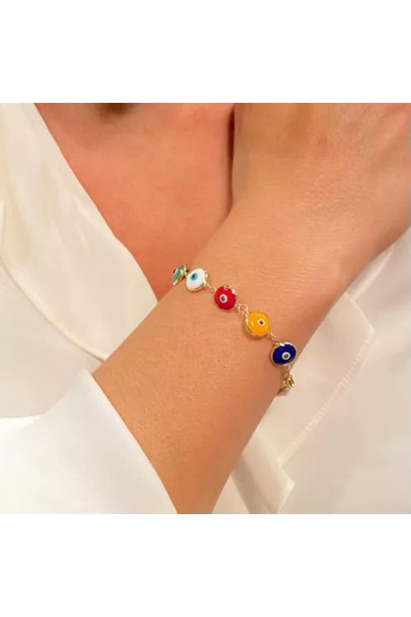 Turkish Hamsa Lucky Evil Eye Bracelet Bangle Elegant Women Party Jewellery Gift-5-Colorful