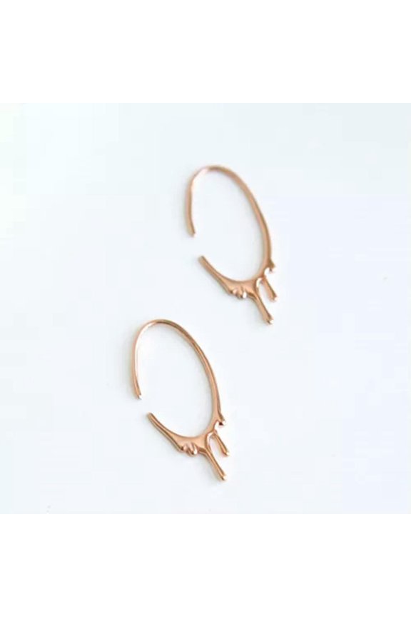 Unique 925 Sterling Silver Drip Paint Hoop Hook Earrings A4066-Rose Gold