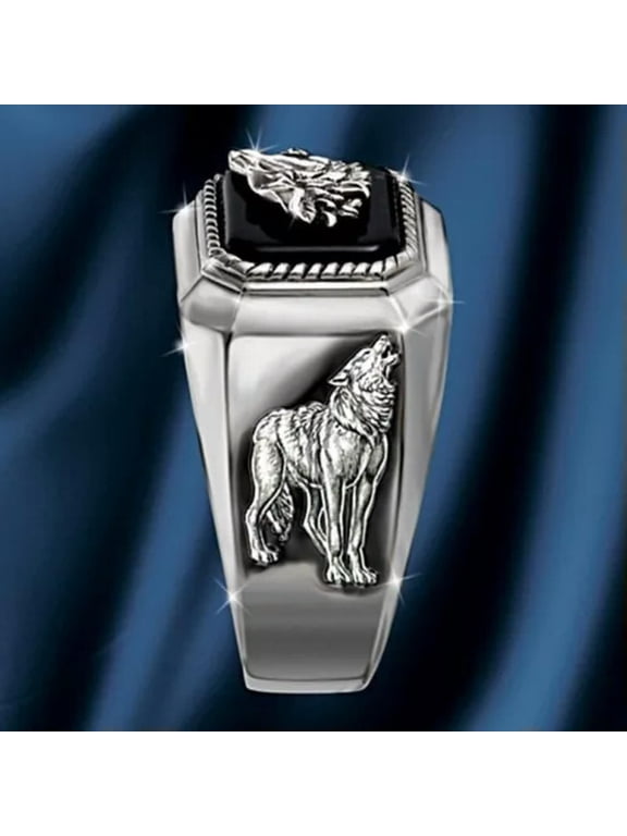 Unique Mens Fashion Silver Wolf Ring Jewelry Halloween Christmas Gifts Size 7-13-12