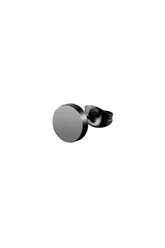 Unisex Punk Round Barbell Stud Earrings Titanium Stainless Steel Ear Ring Jewelr-black-10mm