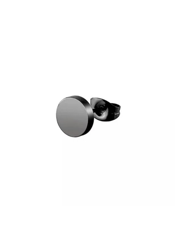 Unisex Punk Round Barbell Stud Earrings Titanium Stainless Steel Ear Ring Jewelr-black-12mm