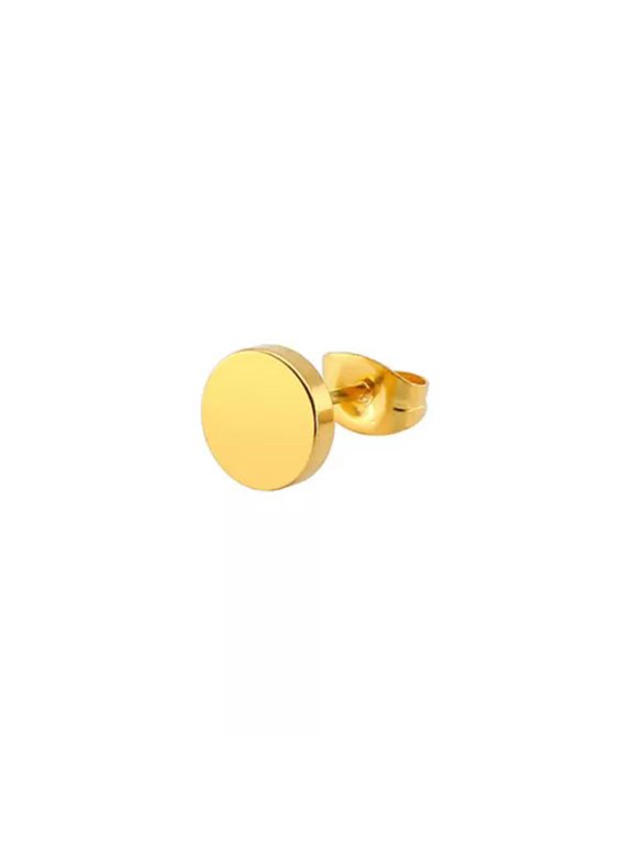 Unisex Punk Round Barbell Stud Earrings Titanium Stainless Steel Ear Ring Jewelr-gold-10mm
