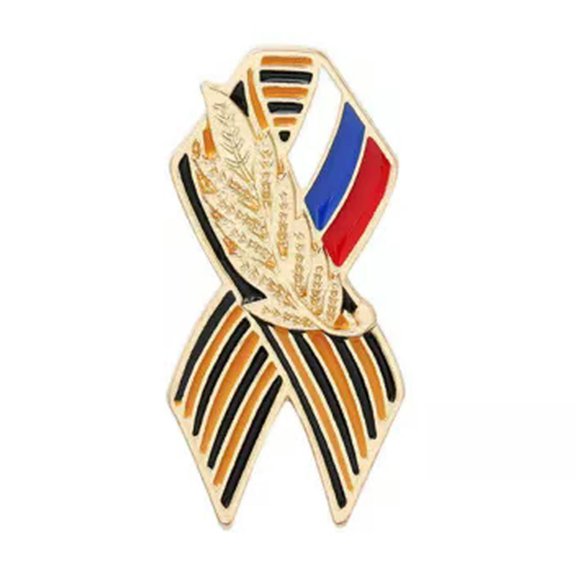 MATROOY Unisex Ribbon Sign Cute Badge With Russian Flag Enamel Pin Brooches-1
