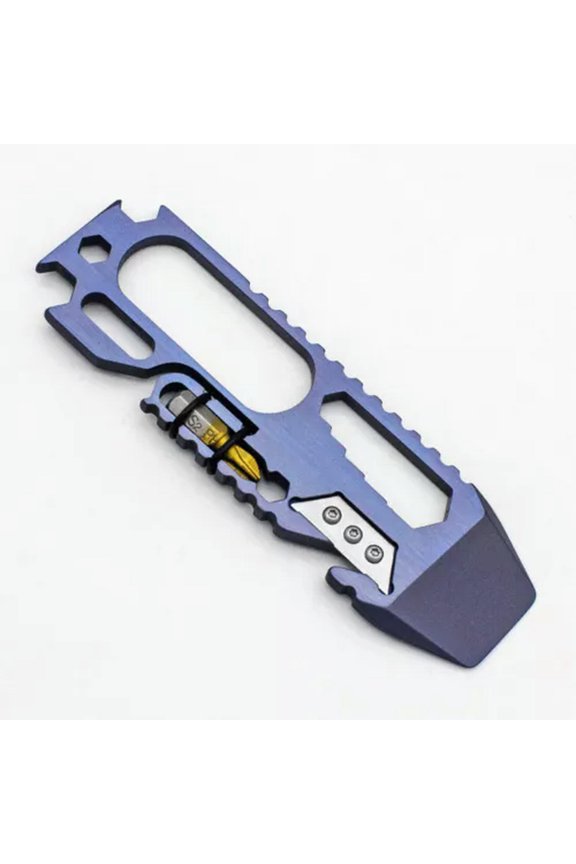 Universal Titanium Alloy Portable Multi-Tools Opener Pry Bar Car Keychain Tool-Blue