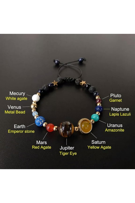 Universe Solar System Eight Planet Stone Beads Bracelet Chain Jewelry GiftsB