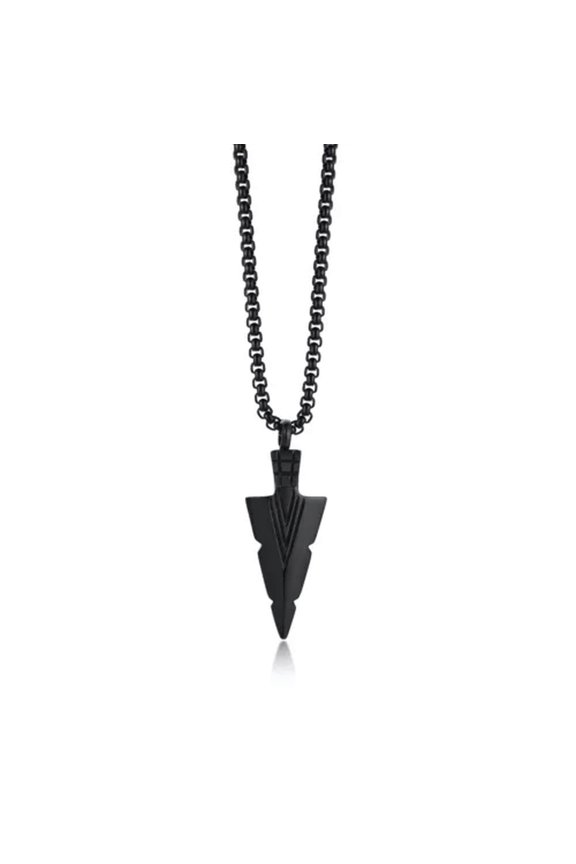Urn Necklace for Ashes Arrowhead Pendant Spear Point Openable Cremation Jewelry-Black