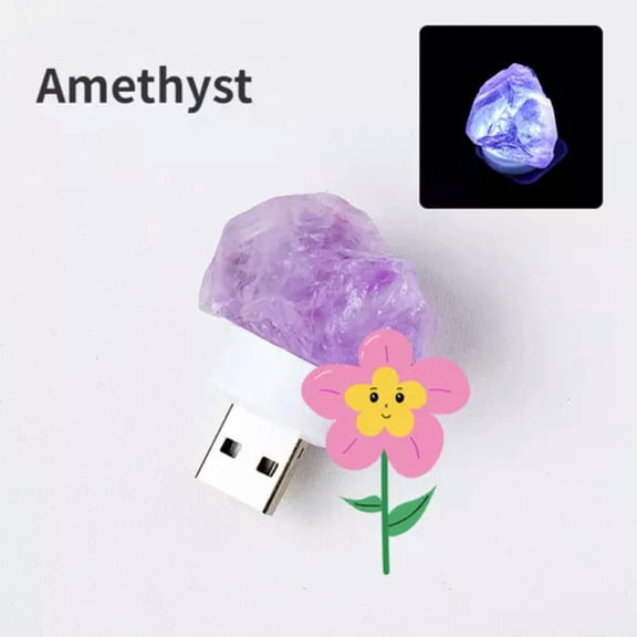 MATROOY Various Natural Stone "Raw" LED Gemstone USB Night Light - Minerals/Crystal-Amethyst