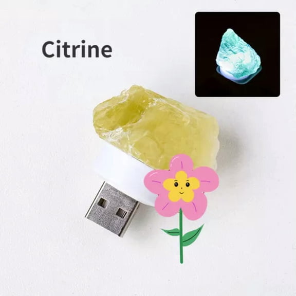 MATROOY Various Natural Stone "Raw" LED Gemstone USB Night Light - Minerals/Crystal-Citrine