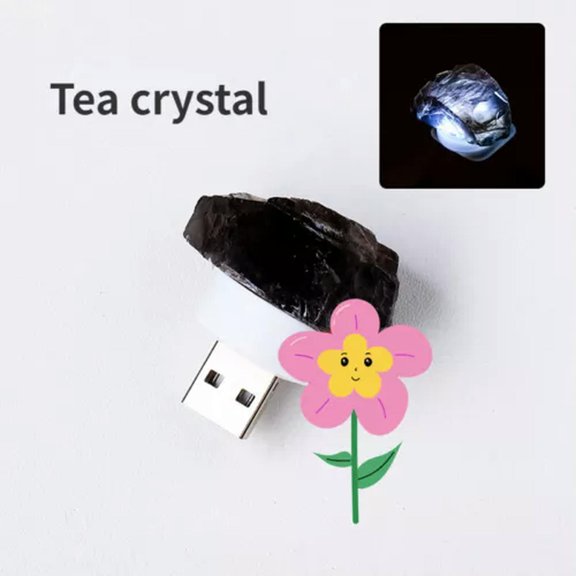 MATROOY Various Natural Stone "Raw" LED Gemstone USB Night Light - Minerals/Crystal-Tea crystal