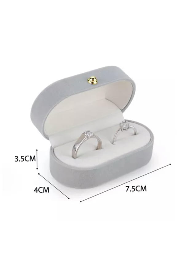 Velvet Trinket Box Ring Box Jewelry Organizer Double Rings BoxJewelry S+-B