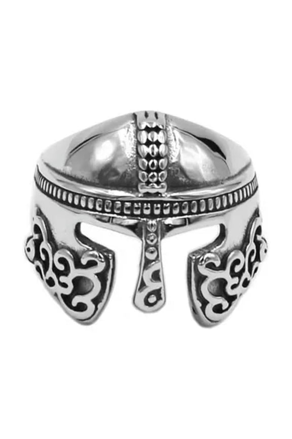 Viking Helmet Ring Stainless Steel Scandinavian Warrior Berserker Band Size 7-12-12