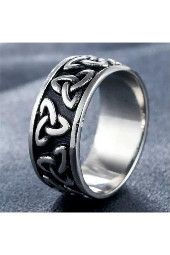 Viking Stainless Steel Biker Futhark Men Odin Ring Nordic Runes Triangle Jewelry-10-#2