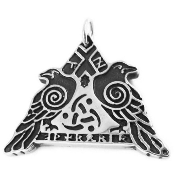 MATROOY Viking Triskelion Necklace Stainless Steel Odin Ravens Huginn Muninn Pendant