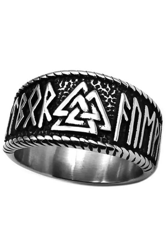 Viking Valknut Ring Unisex Silver Stainless Steel Norse Rune Band Sizes 7-12-10