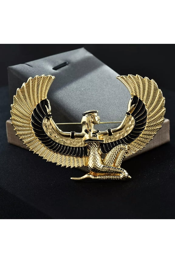 Vintage Alloy Egyptian Pharaoh Flying Eagle Character Statue Brooch