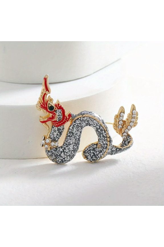 Vintage Chinese Dragon Pin Chinese Style Rhinestone Animal Clothing Accessories