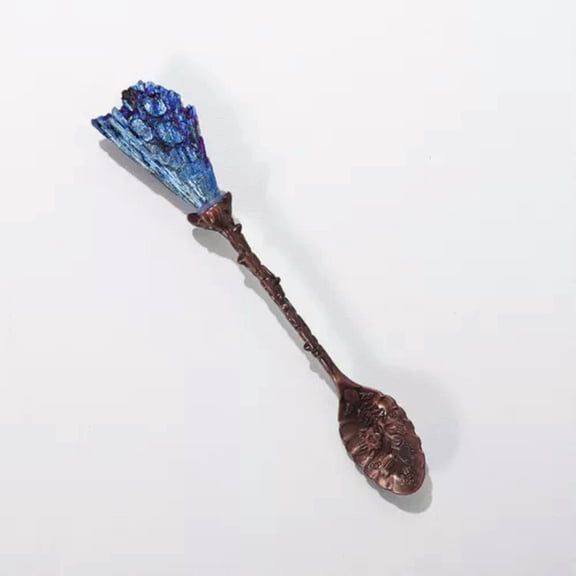MATROOY Vintage Coffee Tea Spoon Titanium Blue Tourmaline Crystal Head Spoon Kitchen-Copper