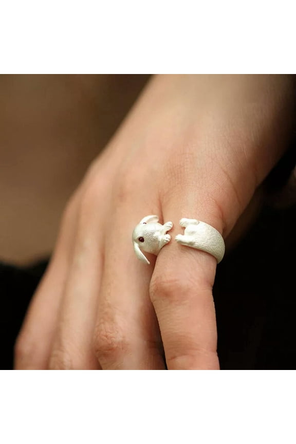 Vintage Cute Stereoscopic Rabbit Animal Open Adjustable Ring For Women