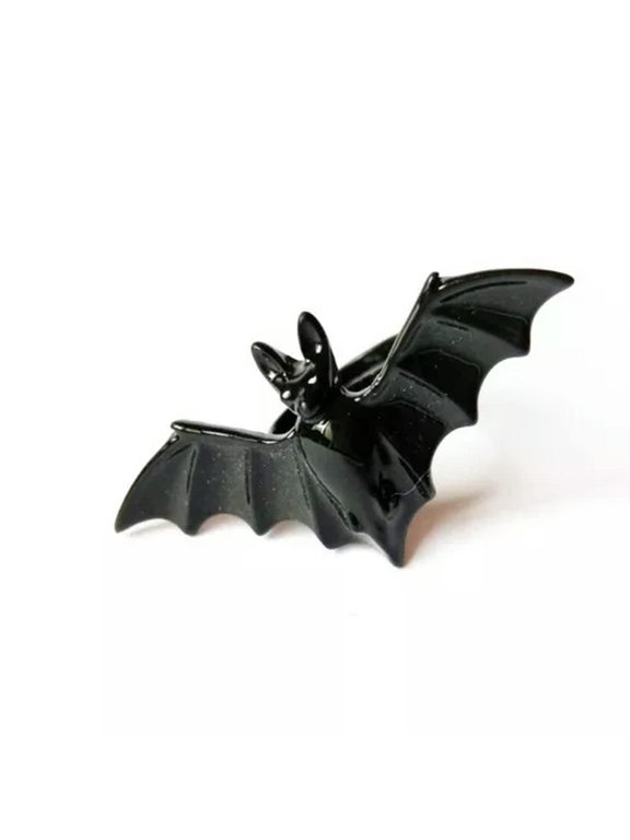 Vintage Dark Gothic Bat Ring Opening Mens Adjustable Punk Halloween Jewelry Gift-03#Black Bat Ring-Adjustable Size