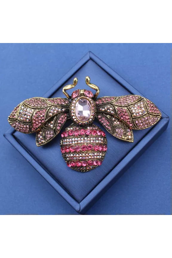 Vintage Exaggerated Large Bee Brooch Personality Baroque Insect Animal Pin-pink