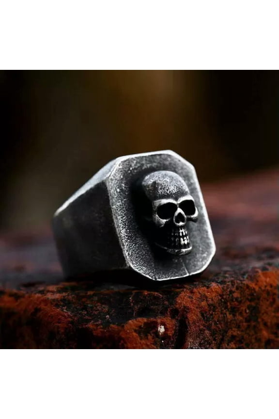 Vintage Phantom Skull Men Rings Stainless Steel Jewelry Ring Signet Biker Ring-8