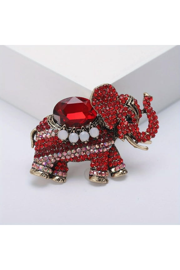 Vintage Rhinestone Elephant Brooch Creative Animal Pins Costume Accessories