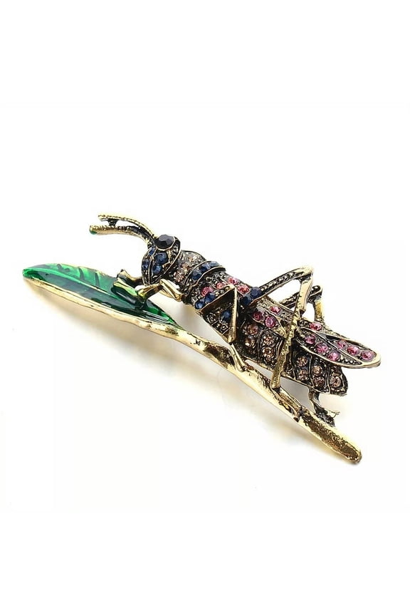 Vintage Rhinestone Insect Grasshopper Brooch Personalized Pin