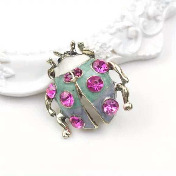 MATROOY Vintage Seven Star Ladybug Brooch Punk Style Novelty Insect Pin-pink