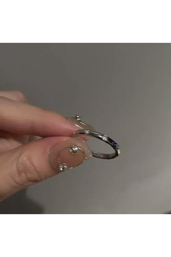 Vintage Silver Color Crystal Zircon Rings Fashion Adjustable Open Rings Women-2